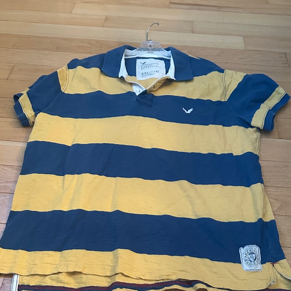 American Eagle Outfitters Navy and Mustard Polo Shirt